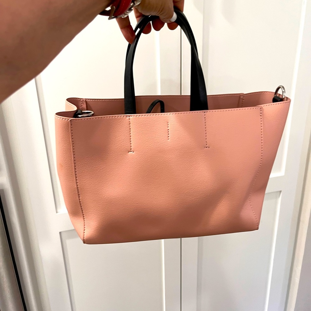 Pink faux leather purse bag satchel by Pull and Bear new great size